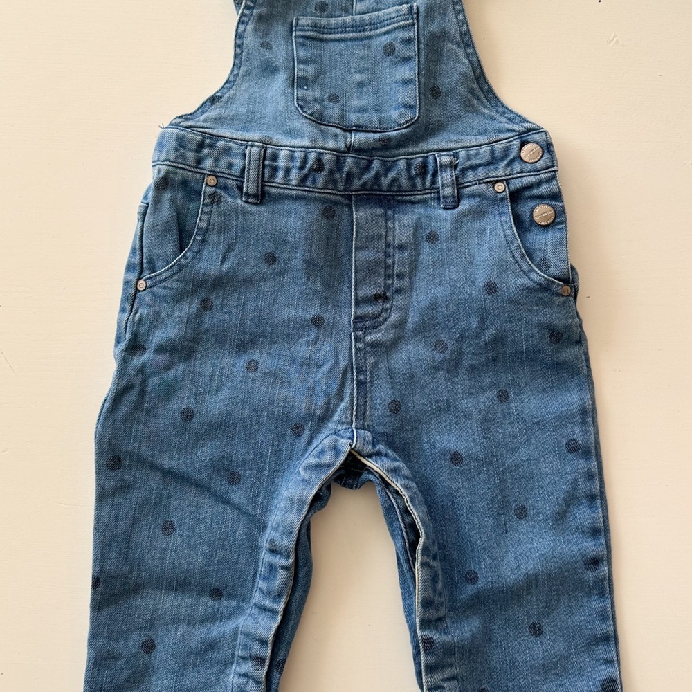 Zara Kids Denim Overalls with Polka Dots